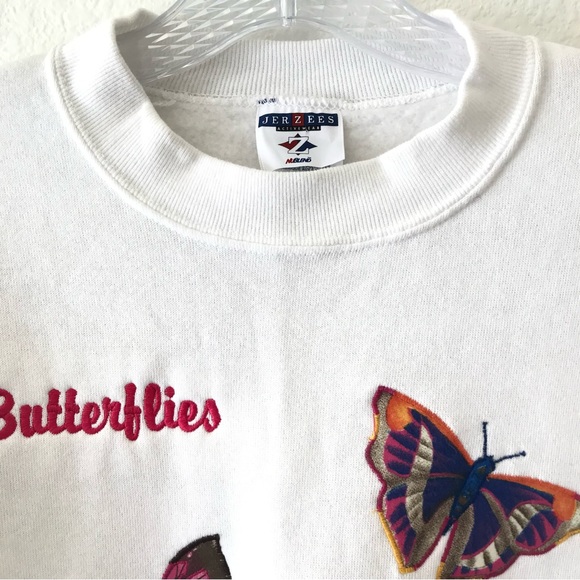 VINTAGE Butterflies Sweatshirt Women's Embroidered USA Cottage Core - Picture 4 of 9